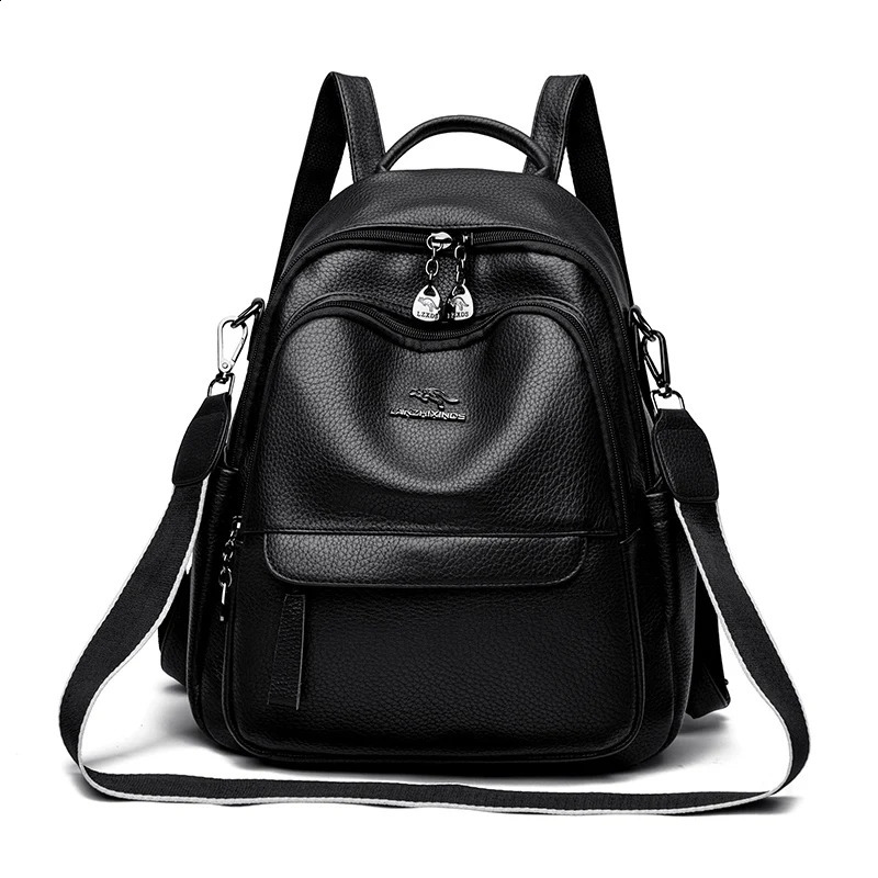 Womens backpack shoulder PU highcapacity womens school travel bag fashion 240813