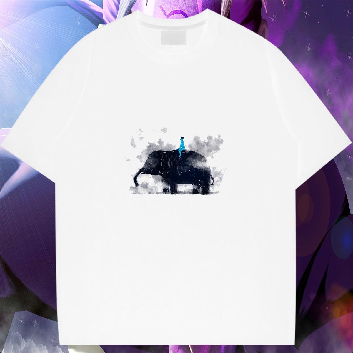 High Quality Elephant T Shirt For Man Hip Hop Street Mens Tshirts 230g Cotton Fashion New Short Sleeve O-Neck Skull Tee Shirt