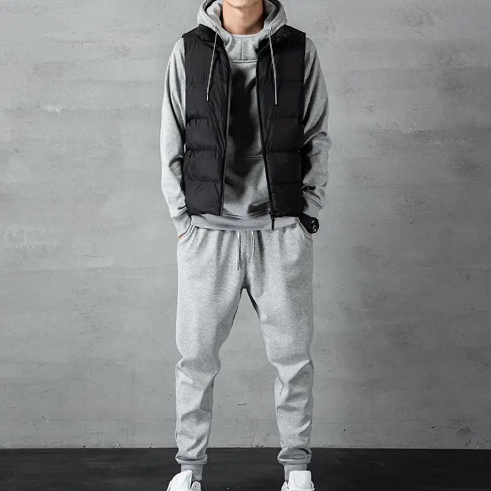 Men Sweatshirt Sweatpants Pants Set Autumn Men Tracksuit Sports Hoodie Drawstring Jogger Suit Trendy Hoodie Pants Two Piece Set 240813