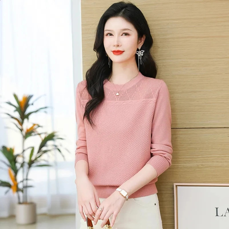 Sweater Women Fashion Long Sleeve Stretch Tops Women Knitted Pullovers Long Sleeve Bottoming Knitted Sweater 240812