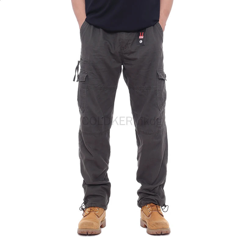 Mens multi pocket cargo long leg pants loose casual work hiking outdoor clothing 240812