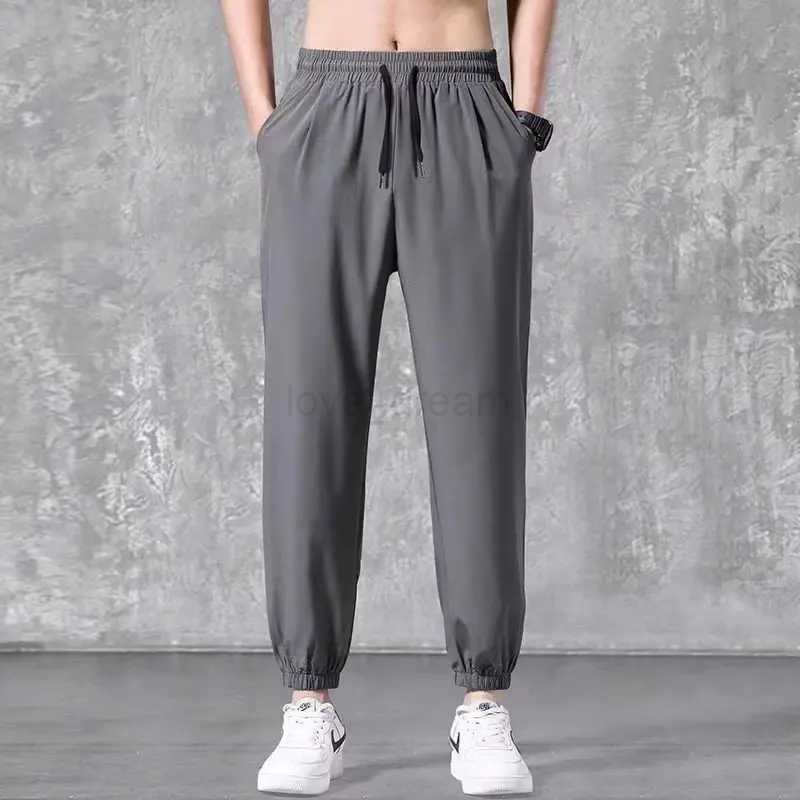 Mens Summer Thin Jogger Hiphop Pants New Men Straight Tube Loose Wide Leg Tied Casual Sports Pants Fashion Mens SweatpantsXJ240813