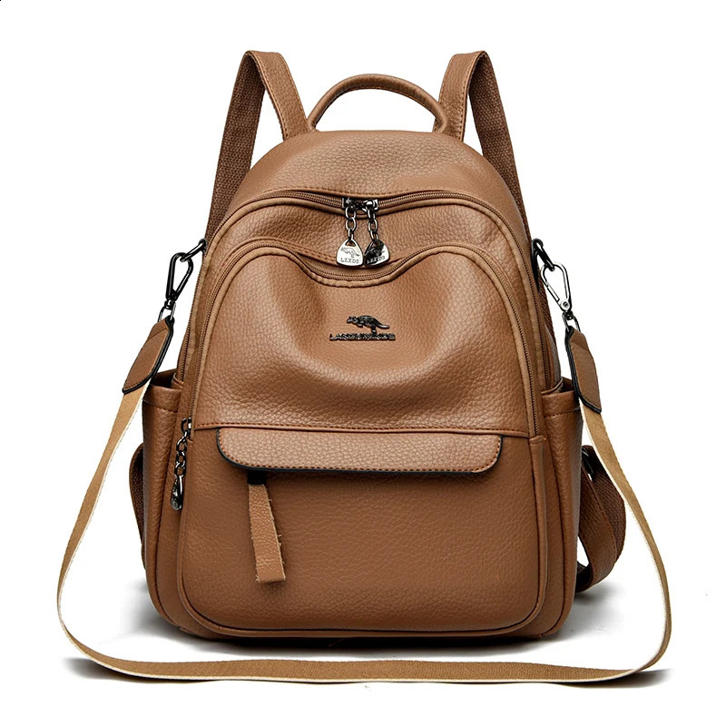 Womens backpack shoulder PU highcapacity womens school travel bag fashion 240813