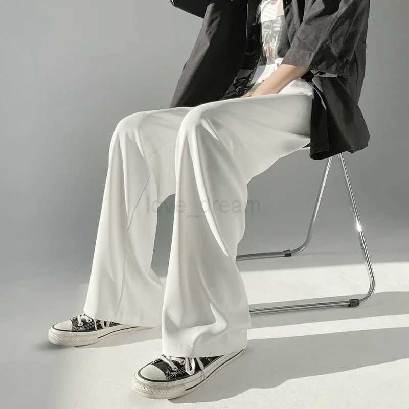 Men Korean Straight Pants Fashion Mens Thin Ice Silk Pants Joggers Loose Casual Straight Trousers Couple PantsXJ240813