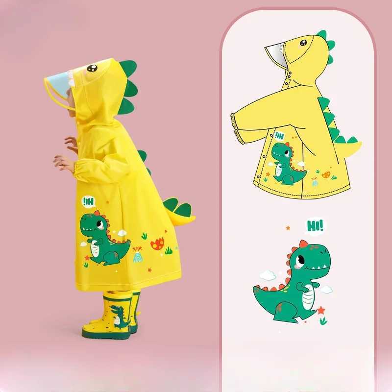 Childrens Raincoat Girls Boys Girls Kindergarten Children Primary School Children Baby School Bag Rain Poncho Y240810