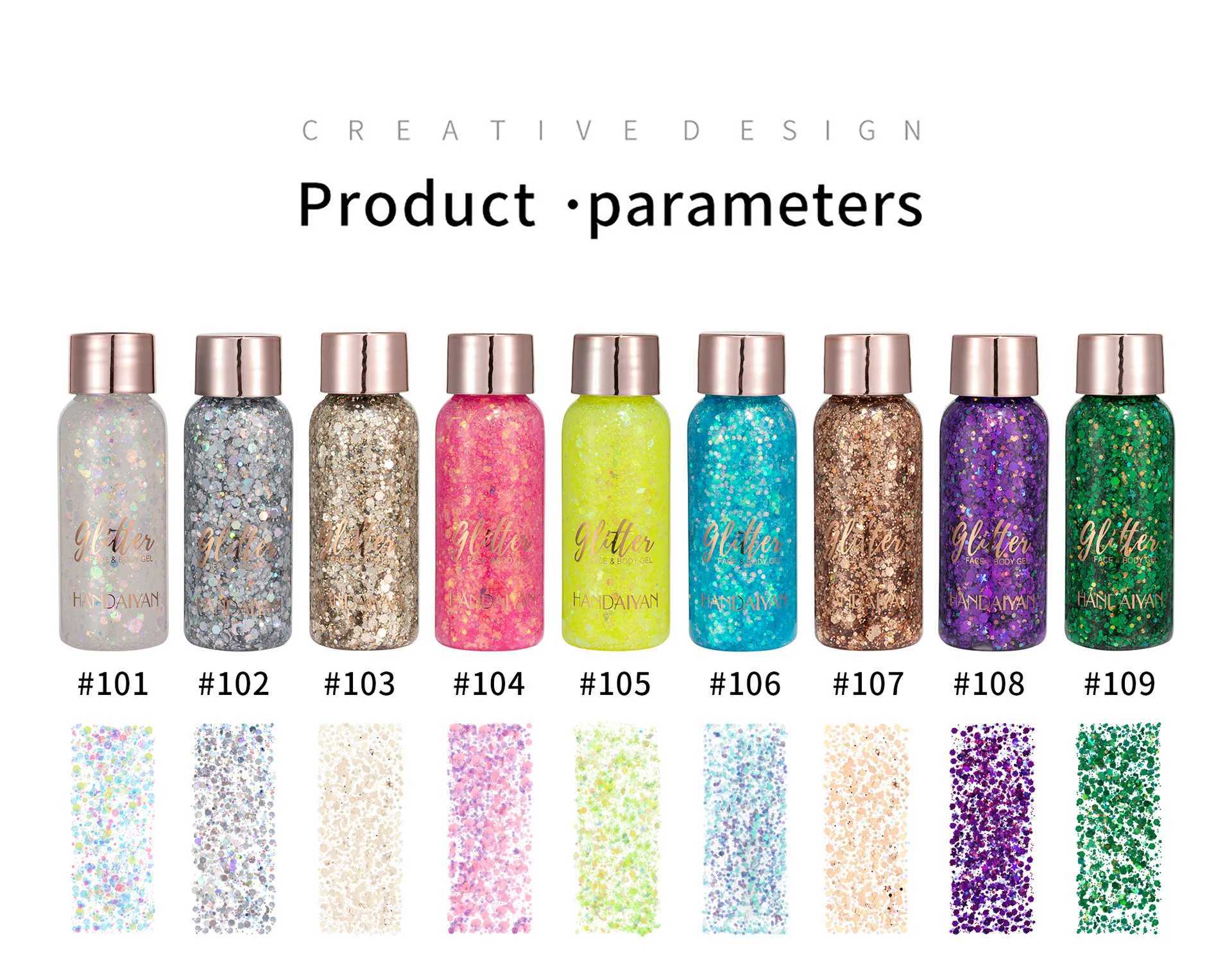 Handaiyan Nail Body Face Glitter gel Art Loose Sequins Cream Short Fat Glitter eye shadow Makeup Party W240812
