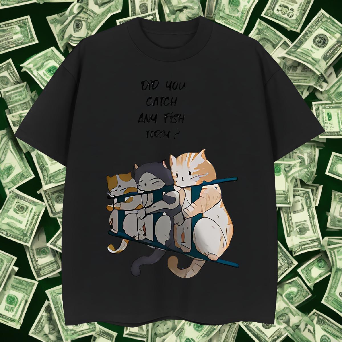 Fashion Design Men Tshirts cat Casual Beach 230g Cotton Clothes Breathable Crew Neck TOP Quality T Shirt For Man Oversized