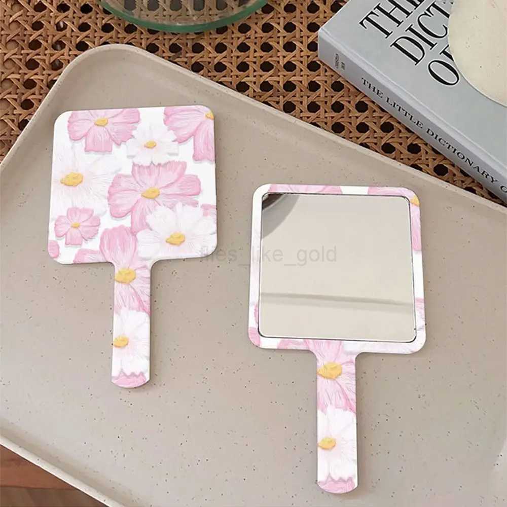 Handheld makeup mirror portable creative flower makeup tool ideal square makeup mirror for women W240813