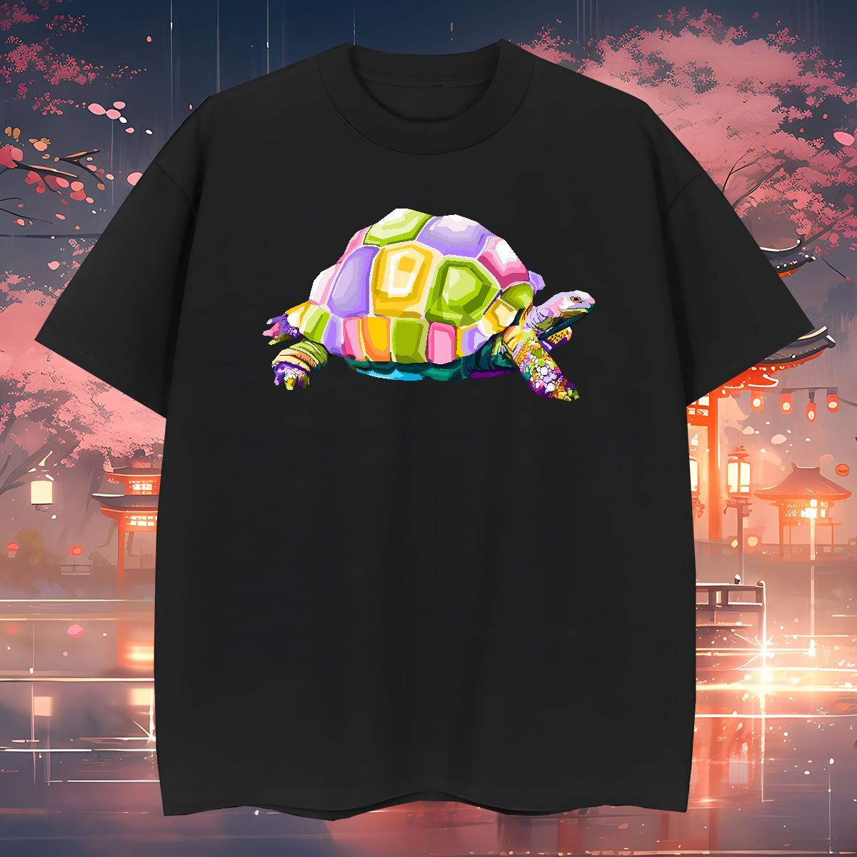 T Shirts Men 230g 100% Cotton tortoise Street Breathable Crew Neck Floral Print Men Tshirts DIY Customized Unisex Tees Shirts