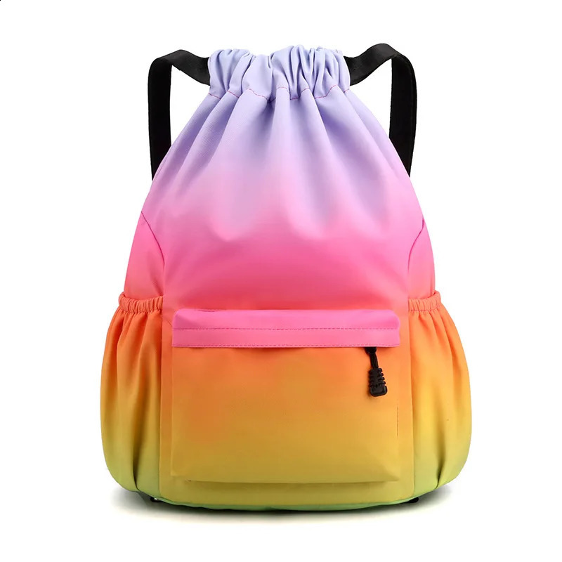 portable mens sports and fitness bag drawstring waterproof folding backpack shoes yoga running travel 240813