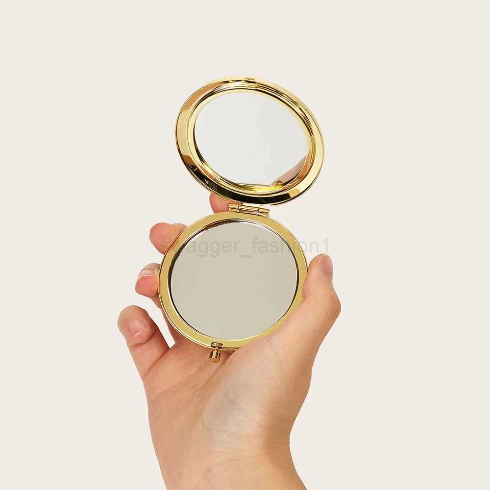 Round Double Side Metal Pocket Mirror Makeup Folding Mirror Hand Held Make Up Mini Mirror Cosmetic Gifts Purse For TravelXJ240813