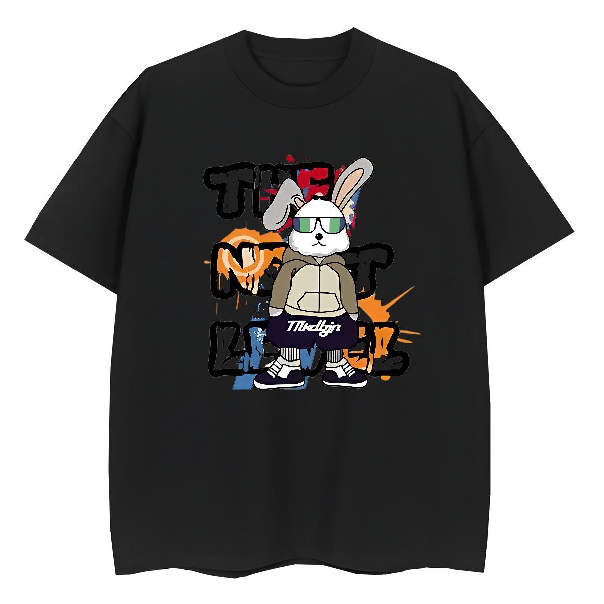 Cool Design Men T Shirts rabbit Crew Neck Breathable Street Casual Black Oversized 100% Cotton 230g Men Tees Factory Direct Tees Shirts