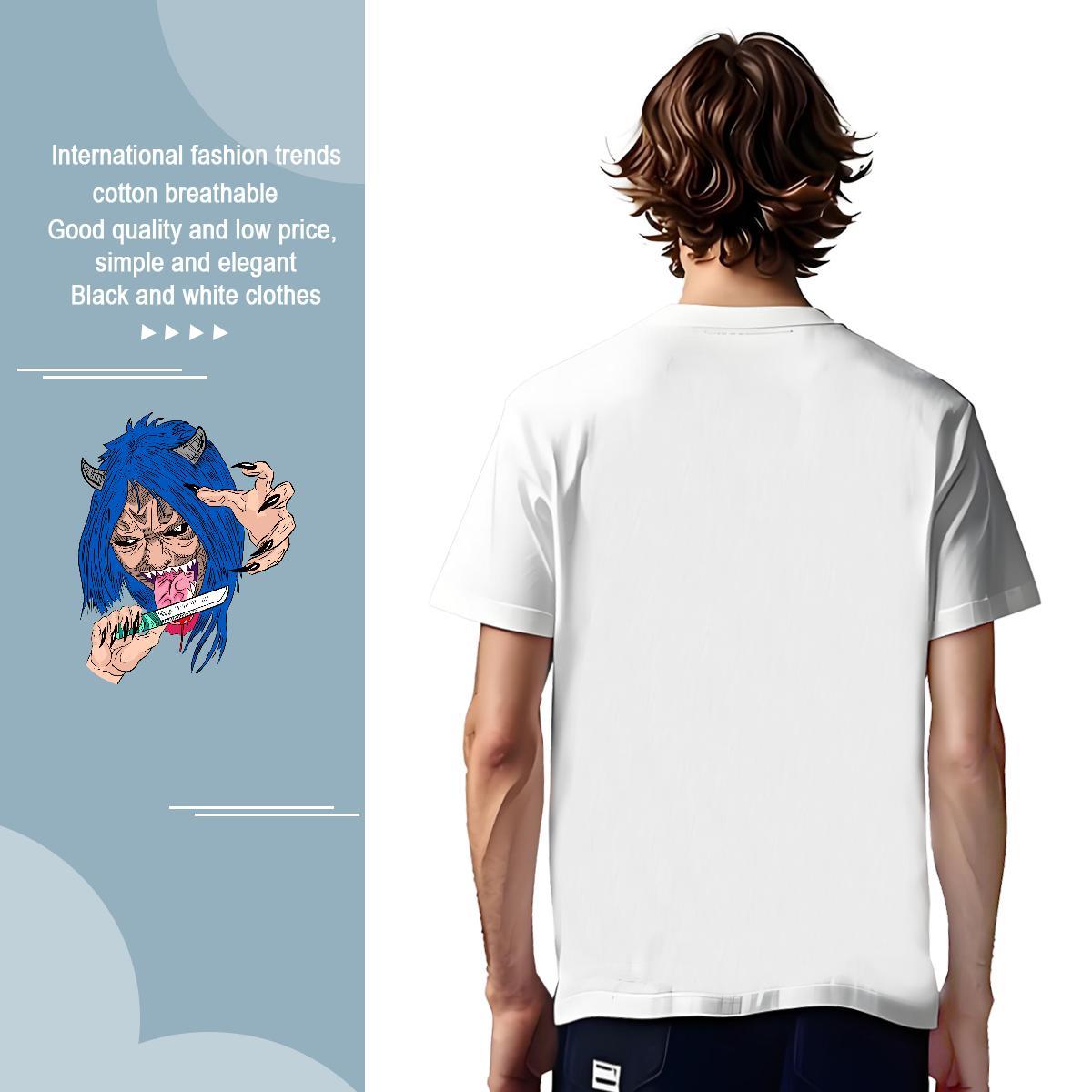 T-Shirts 230g Pure Cotton portrait Anime Printing Street Round Neck Short Sleeve Graphic Men Clothes T-Shirt Classic Designer Tops