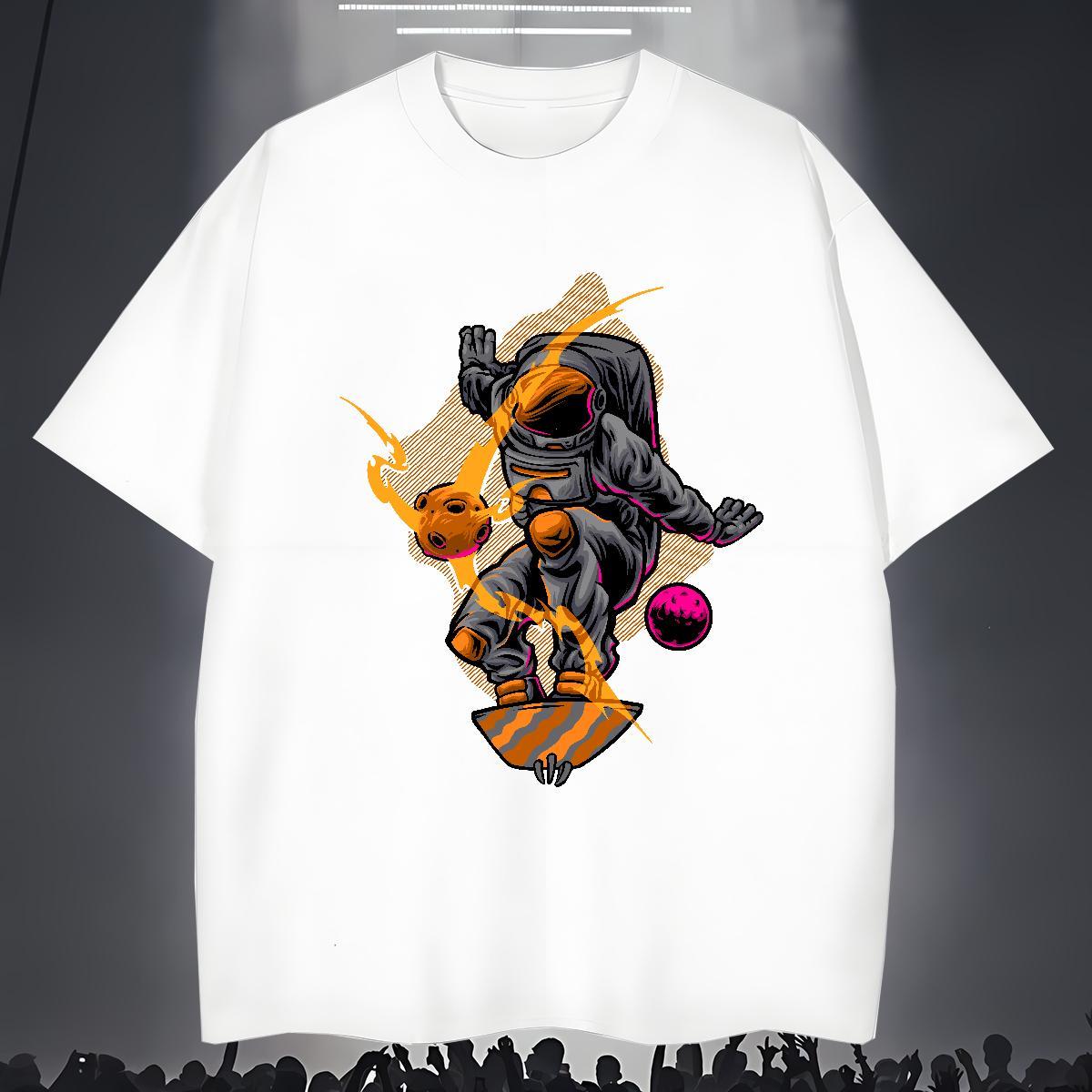 Mens T Shirts 230g Cotton cosmonaut Daily Wear Breathable Crew Neck Oversized 4XL Men Tees Designer Fashion Popular Tshirts