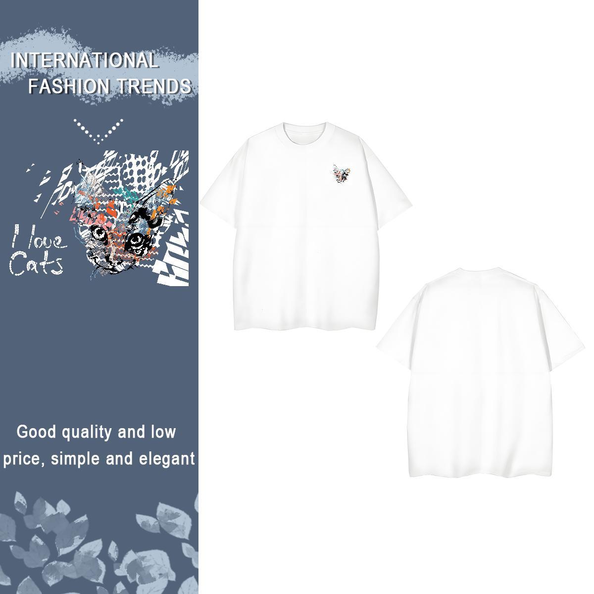 T-Shirts for Men 230g Pure Cotton cat Sport Breathable Short Sleeve DIY Anime Men Tees New Arrival TOP Quality Tops Shirt