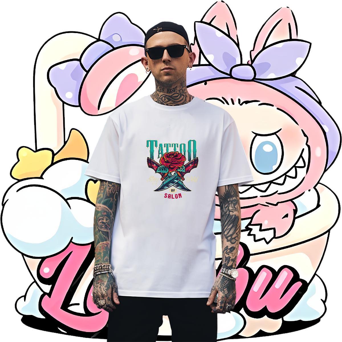 Designer tool Man T Shirts High Street Hip Hop Tshirt for Man Woman 230g 100% Cotton 2024 Summer Crew Neck Breathable Customized Print Tshirts