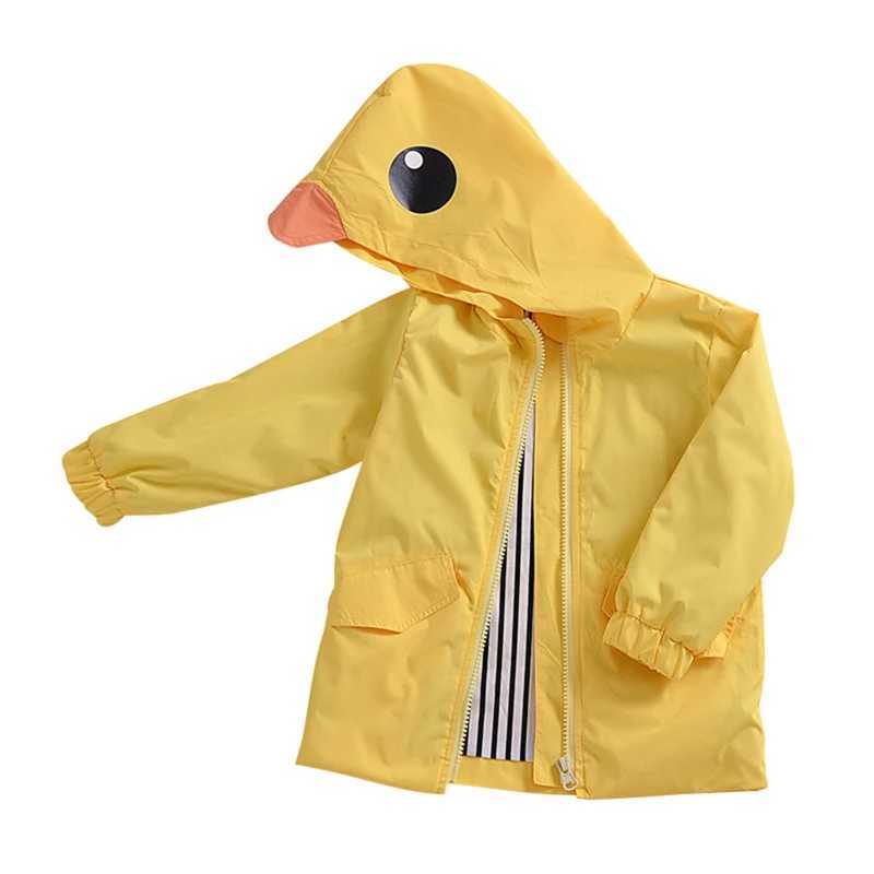 Toddler Baby Boy Girl Duck Rain Jacket Cute Cartoon Yellow Raincoat Hoodie Kids Coat Fall Winter School Outfit Y240810