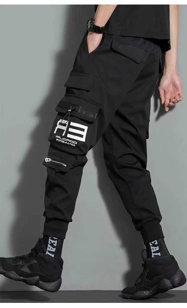 Thin Streetwear Casual Pants Men Ribbons Harem Jogging Pants Male Slim Fit Spring Cargo Pants Multi-Pockets Women Trouser J9XJ240813
