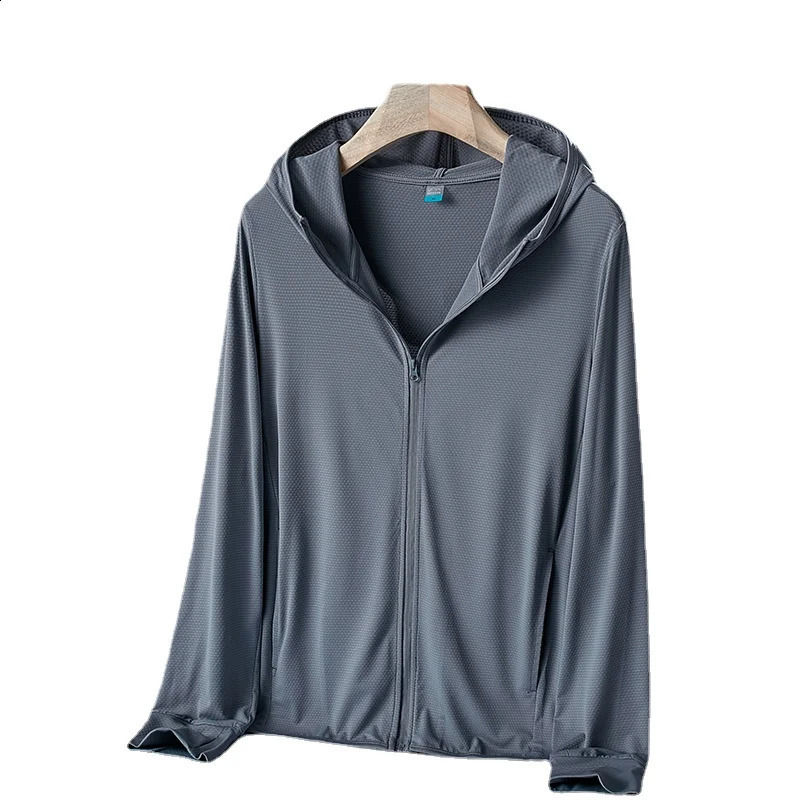 Summer outdoor quick drying thin jacket for men hiking fishing cycling hooded sports windproof ultra light 240812