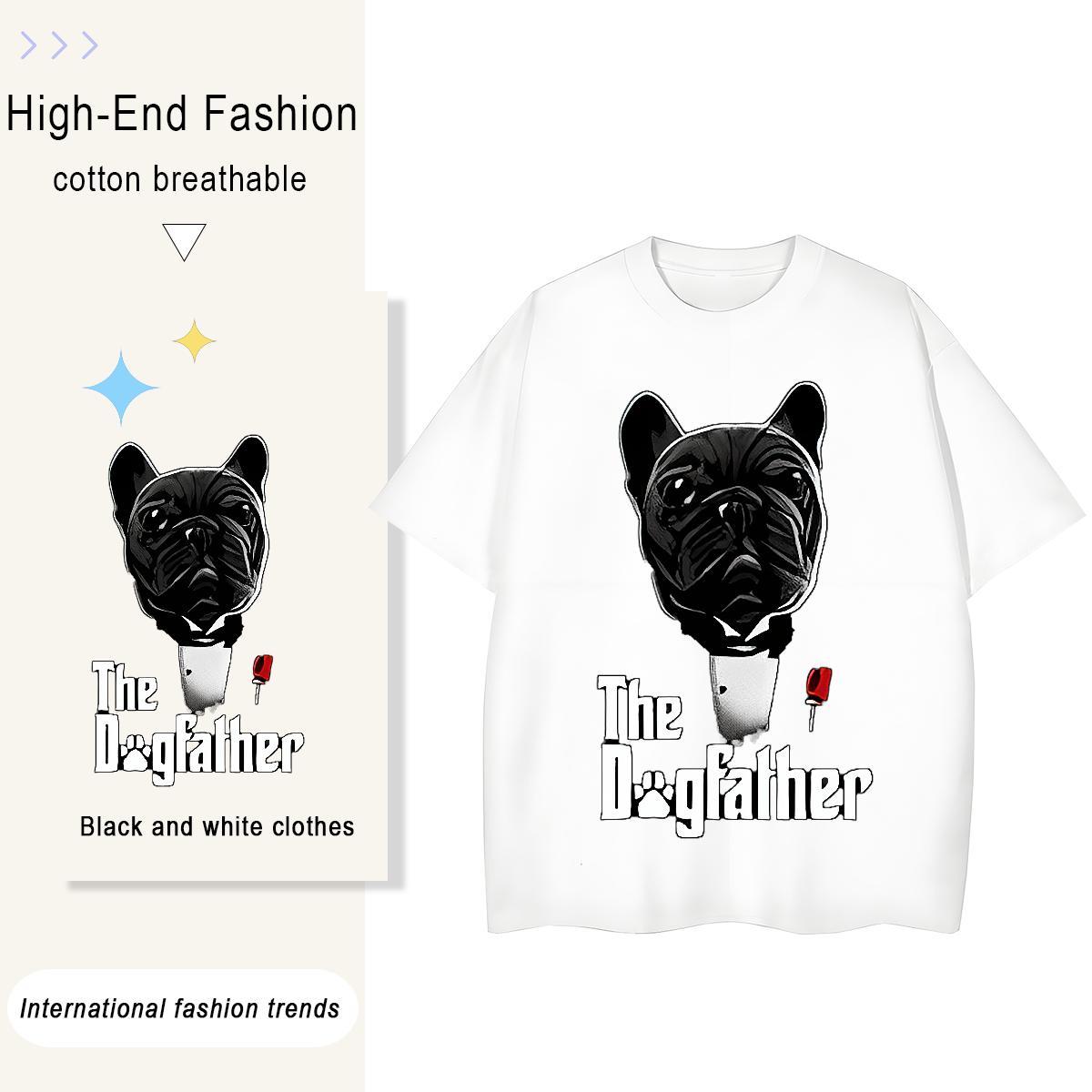 Brand Men Tees Outdoor 100% Cotton 230g Cartoon Print Round Neck Short Sleeve dog Men T Shirts Designer Fashion Tops