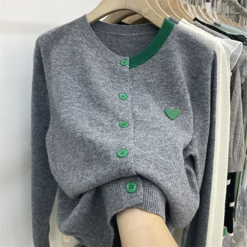 Mens knitted cardigan womens patch long sleeved bottom Western style loose sweater coat spring and summer 240812