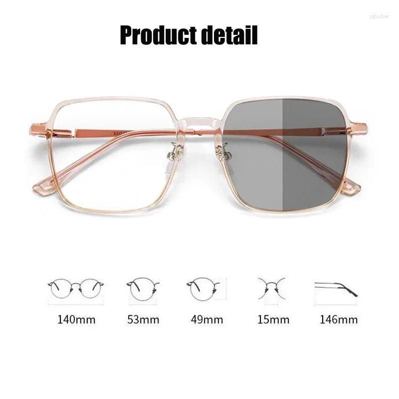 Sunglasses Style Pochromic Reading Glasses For Women Fashion Presbyopia Eyeglasses Oversize Frame Color Changing To 4.0