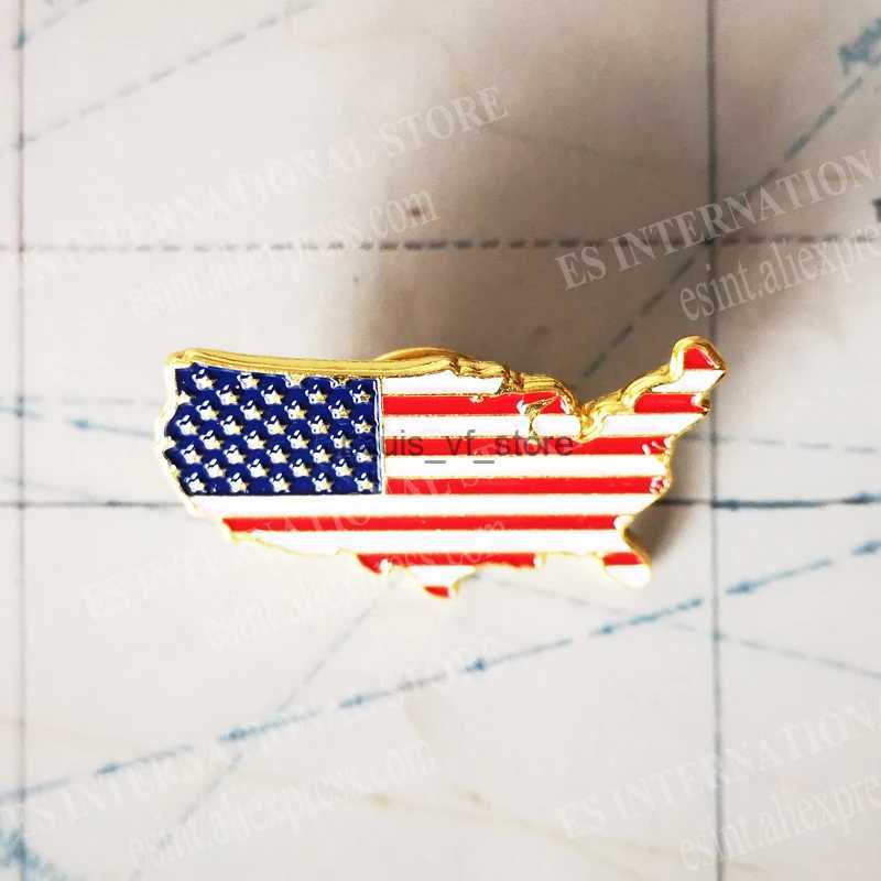 Pins Brooches Arts and Crafts US Flag Metal Collar Pin Sandblasting Back Accessories Map Brooch Set Badge Patriotic Personality Decoration H240813