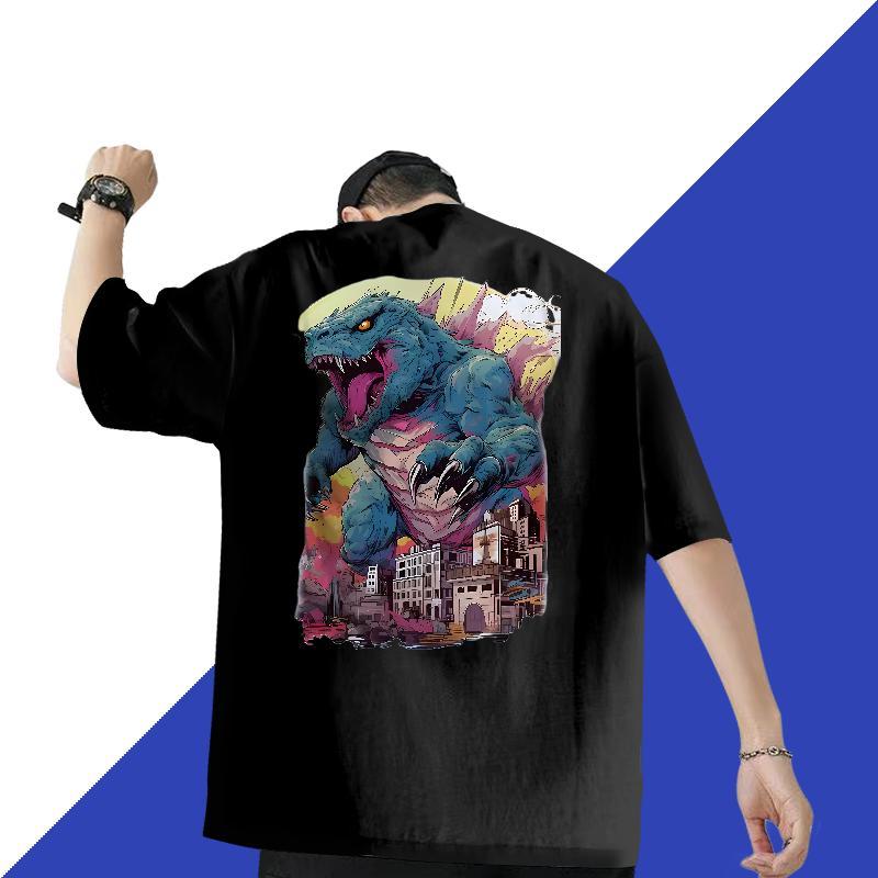 Stylist Men Tees dinosaur Sports Casual 230g Cotton Tshirts Breathable TOP Quality Men T Shirts Anime Print