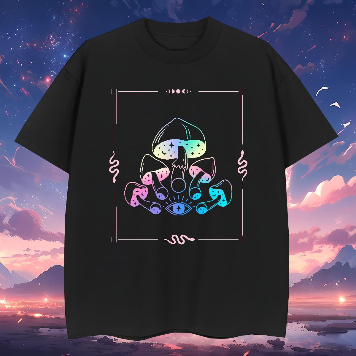 Classic mushroom Mens T Shirts Daily Wear Couples T Shirts 230g Pure Cotton Custom Breathable Crew Neck White Plus Size Tops Shirt