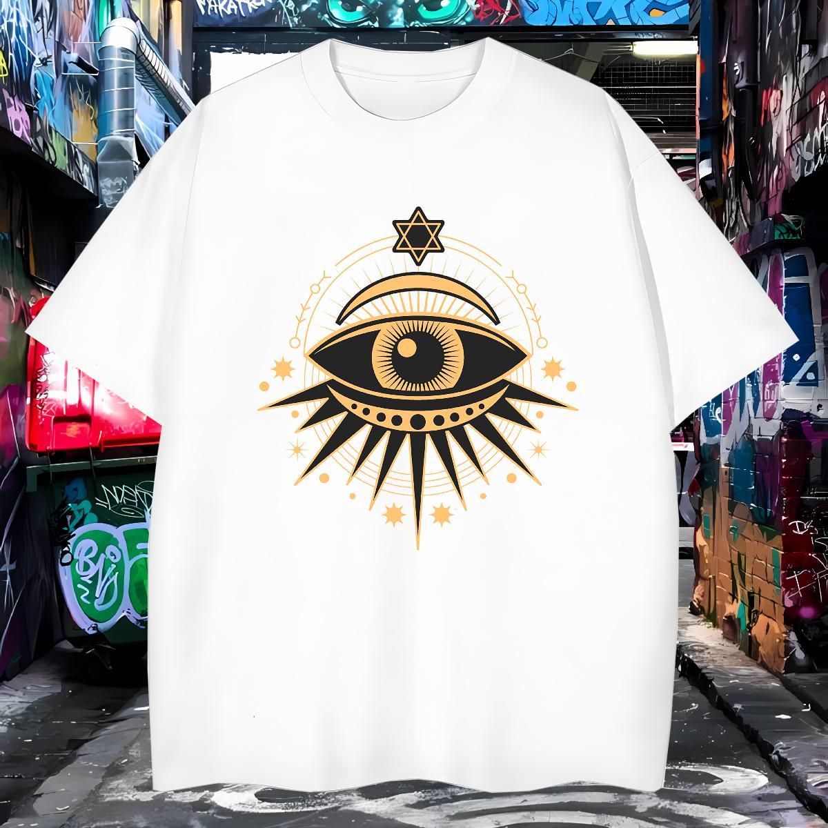 Unisex eyes Men T Shirts Casual Tshirt for Man Woman 230g Pure Cotton Stylist Crew Neck Breathable Oversized 3XL 4XL Tops Tees