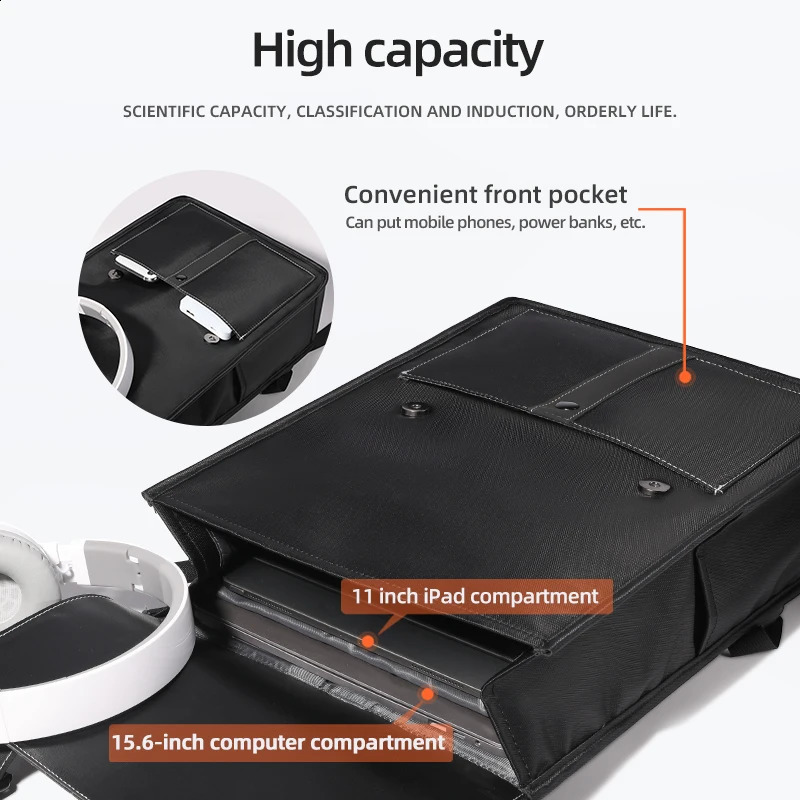 HK Fashion School Backpack Mens British Style 156inch Laptop Bag with USB Large Business Suitable for College Youth Travel 240813