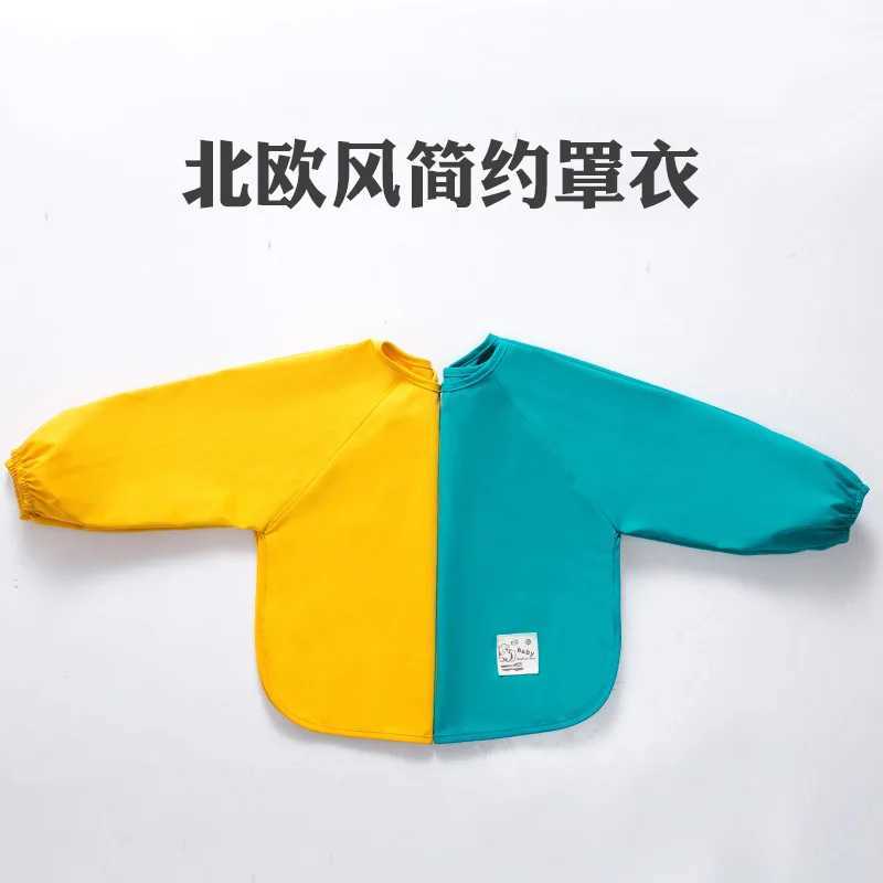 Bibs Burp Cloths Solid Color Waterproof Bib Baby Infants Spring Bibs Long Sleeve Feeding Drawing Painting Apron Newborn Smock Burp Cloth for BoysL4812