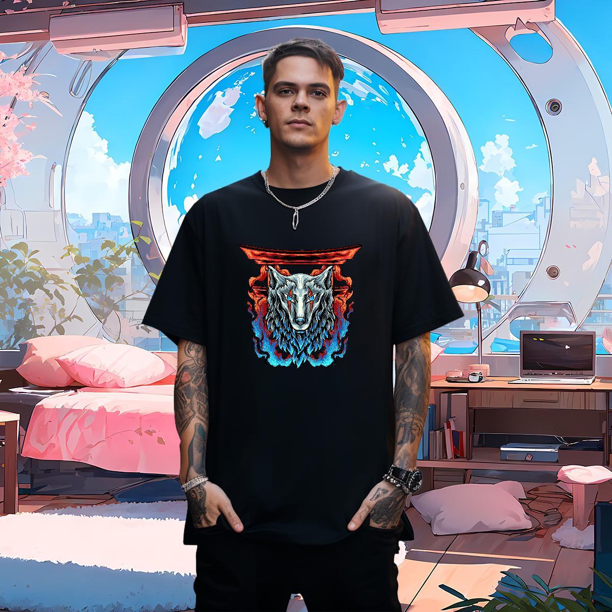 Man T Shirts 230g Pure Cotton Hip Hop Short Sleeve O-Neck Plus Size Custom Tshirts Fashion Loose Fit Tees
