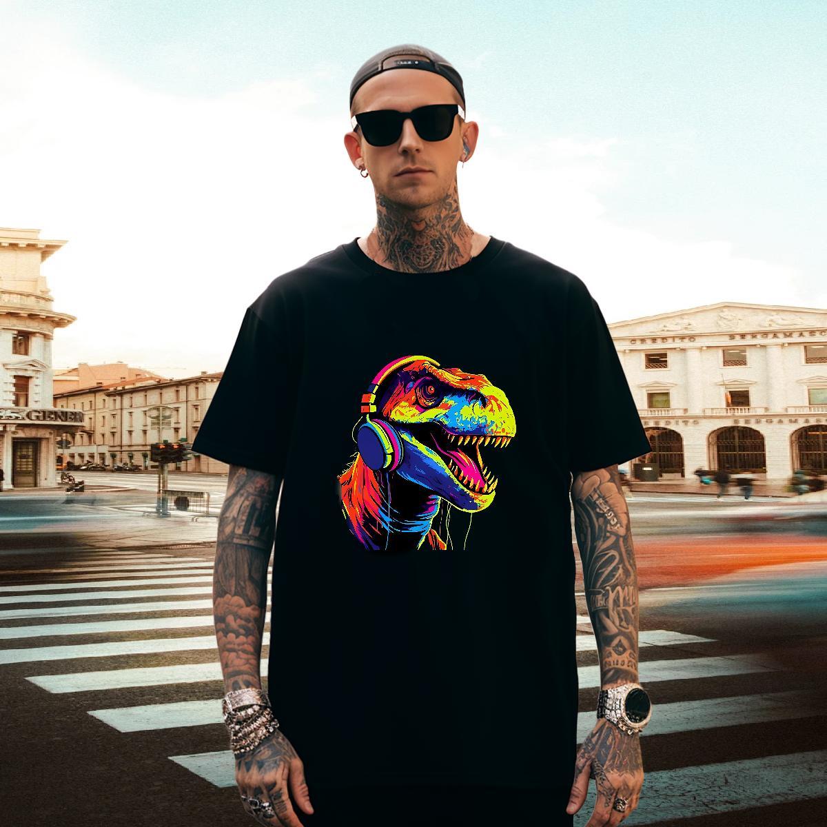 Designer Mens T Shirts dinosaur Breathable Short Sleeve Spring Summer Black Oversized 230g Cotton Men Clothes T-Shirt 2024 Designer Tops Tees