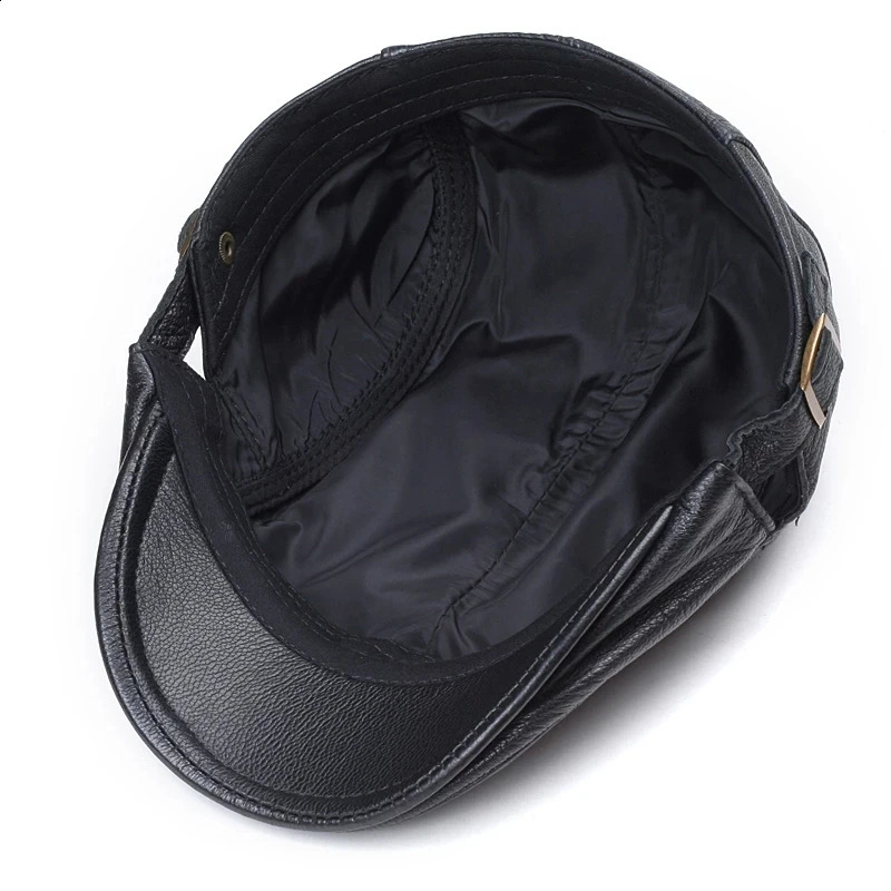 Outdoor Unisex Genuine Leather Duckbill Boina Thin Berets Hats For Men/Women Leisure Black/Brown 54-61cm Fitted Cabbie Bonnet 240805