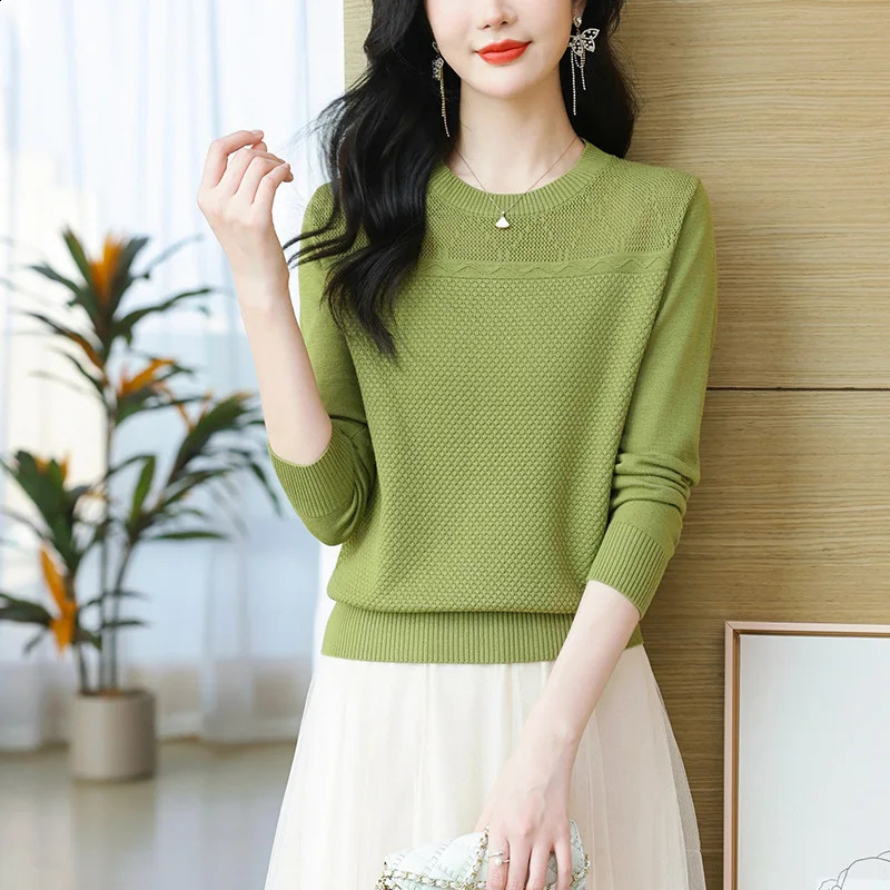 Sweater Women Fashion Long Sleeve Stretch Tops Women Knitted Pullovers Long Sleeve Bottoming Knitted Sweater 240812
