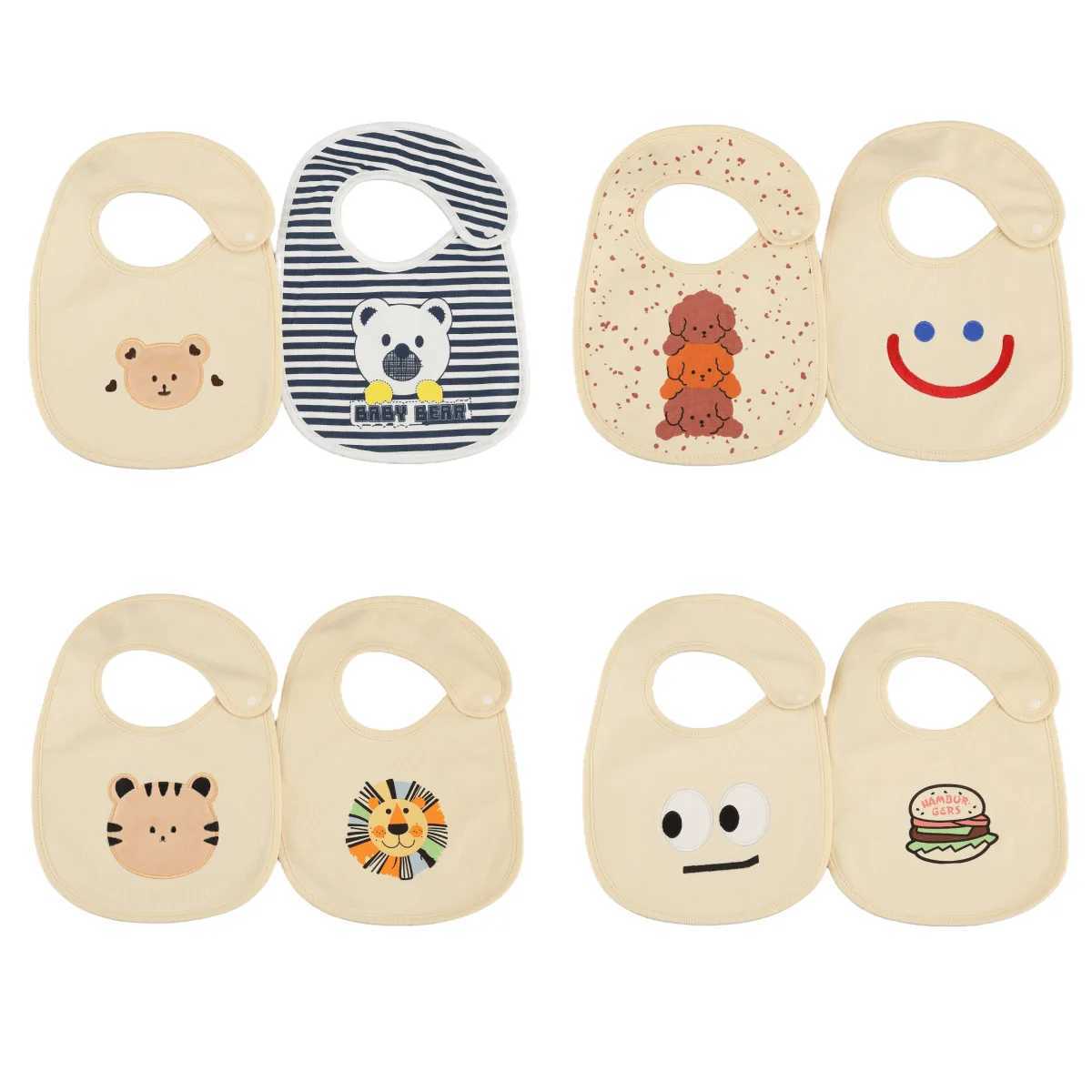 Bibs Burp Cloths 2 pcs/set Korean Style Baby Waterproof Bibs New Infants Cotton Feeding Saliva Towel Newborn Toddler Soft Burp Cloth For Kids BibL4812