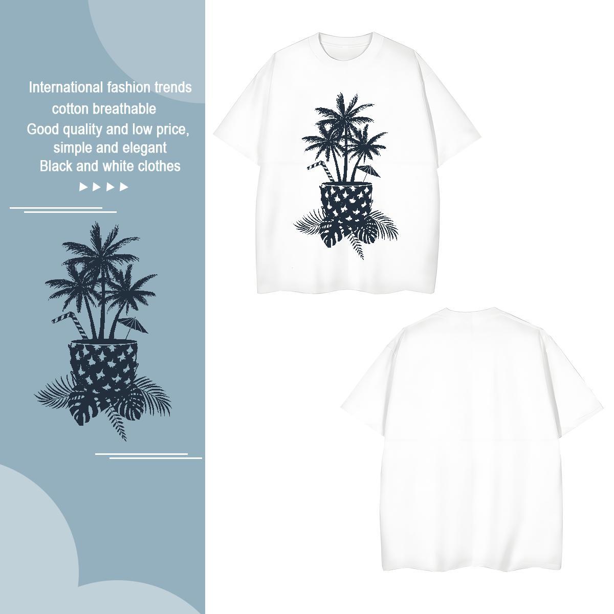 T-Shirts 100% Cotton 230g tree Summer Casual Crew Neck Breathable Oversized 3XL 4XL Men Tees New Arrival Popular Tops Tees
