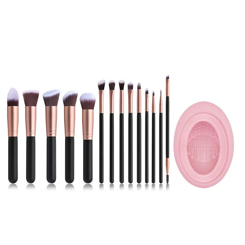 14 Pcs Makeup Brush Set With Brush Cleaner Premium Synthetic Foundation Face Powder Blush Eyeshadow Cruelty-free Juego De 14 Brochas De Maquillaje Who