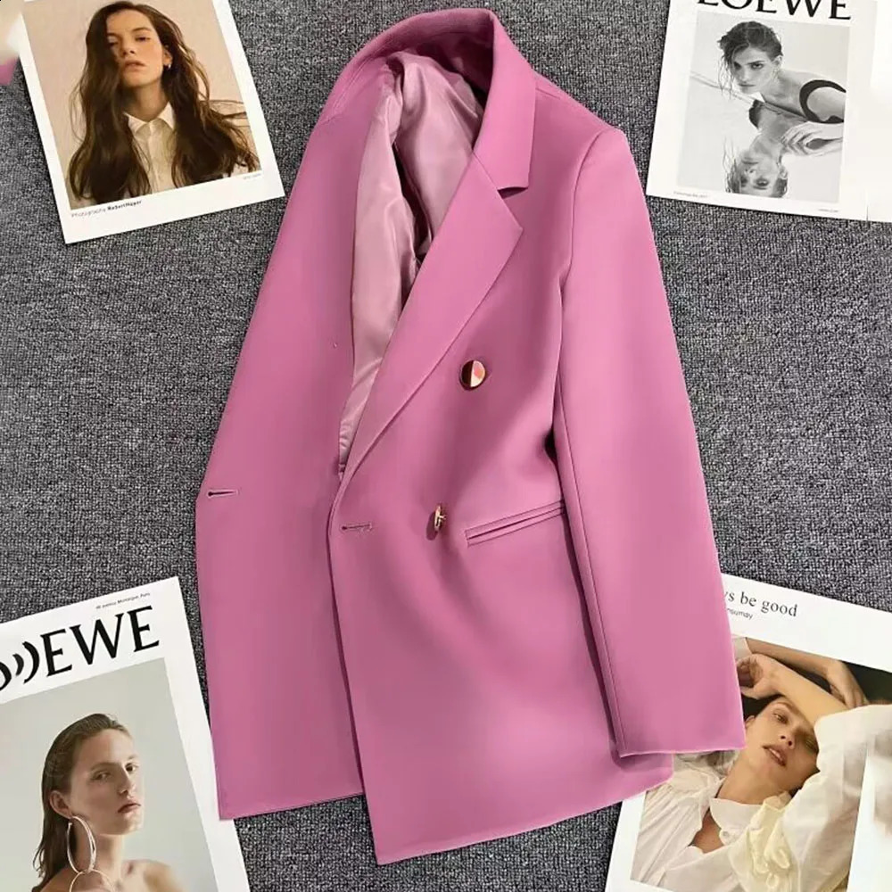 Office Lady Elegant Single Button Blazer For Women Autumn Long Sleeve Slim Stylish Jackets Winter Casual Chic Tops Coats 240813
