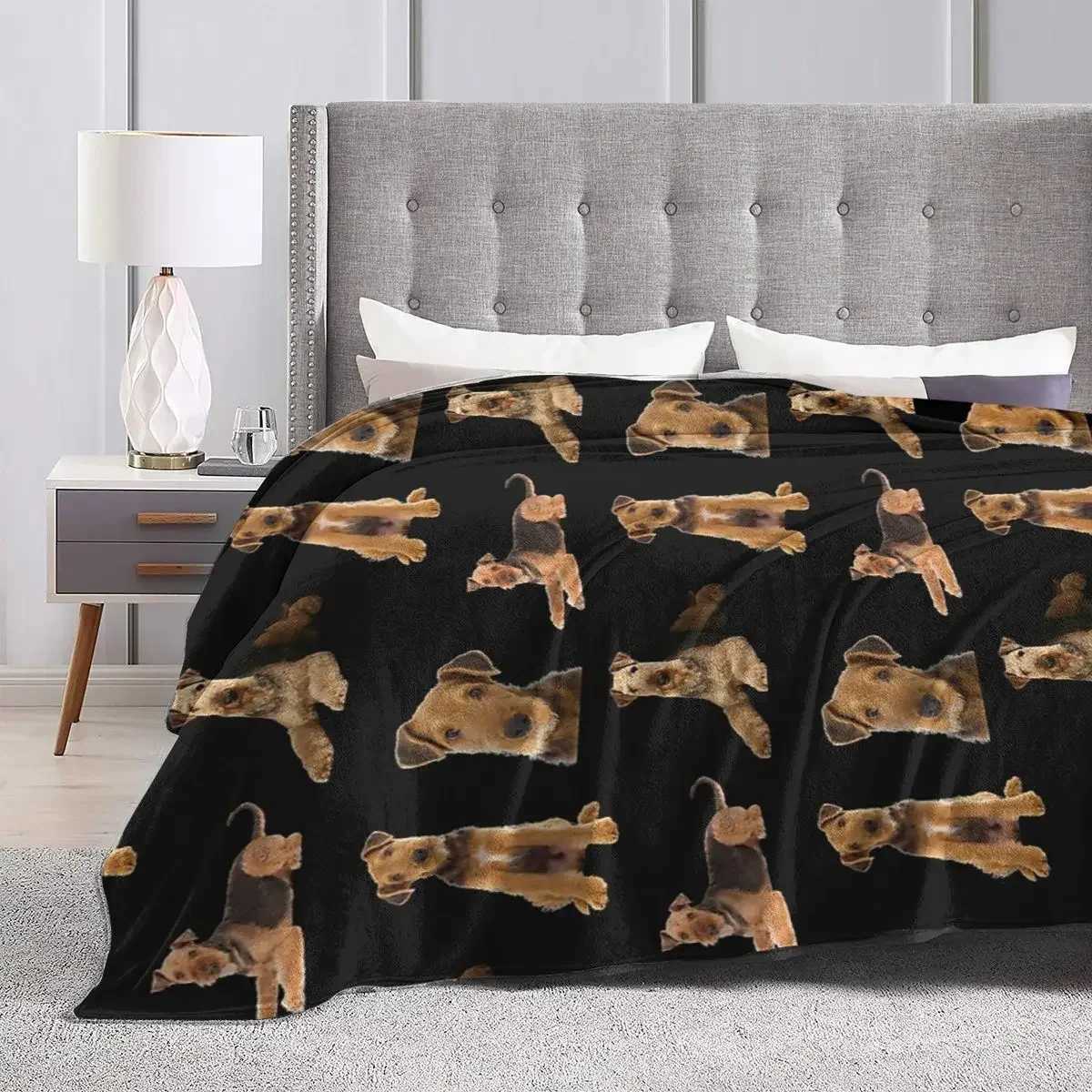 Airedale Terrier Blanket Soft Warm Flannel Throw Blanket Bedding for Bed Living room Picnic Travel Home CouchXJ240813
