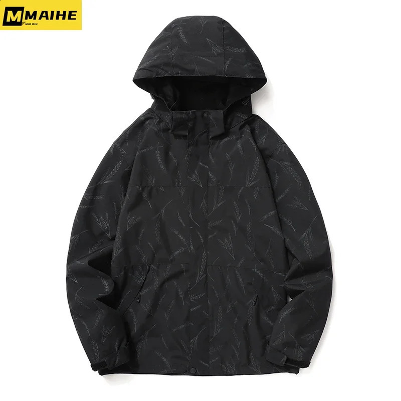 Outdoor mens windproof hat detachable sports leisure bike jacket couples autumn and winter skiing mountain hard shell 240812