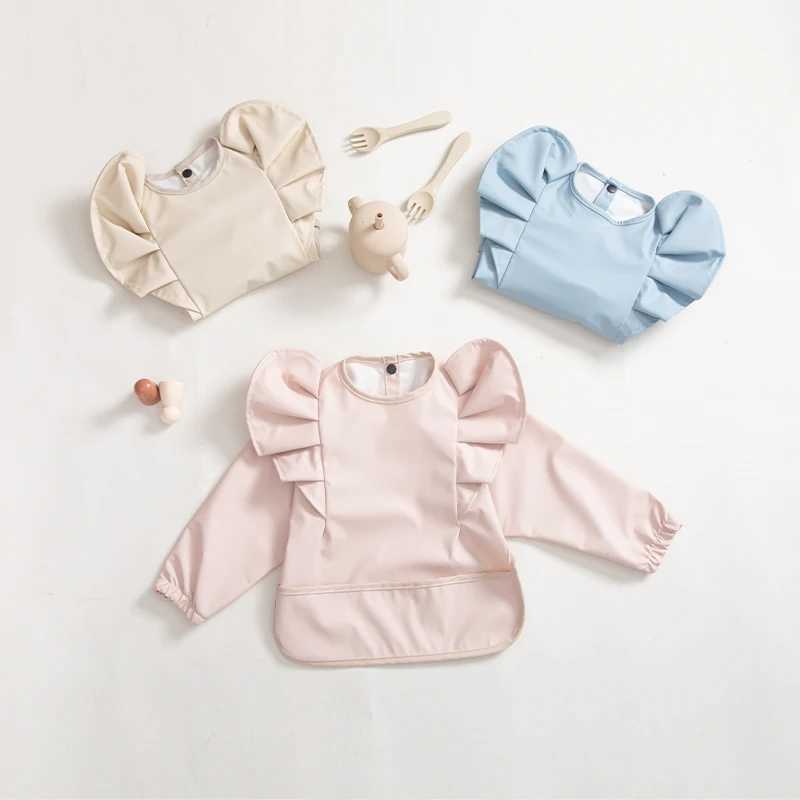 Bibs Burp Cloths Waterproof Baby Bibs Angel Wings Newborn Feeding Bib Kids Long Sleeve Art Smock Anti-dirty Dinning Apron with Pocket Baby StuffL4812