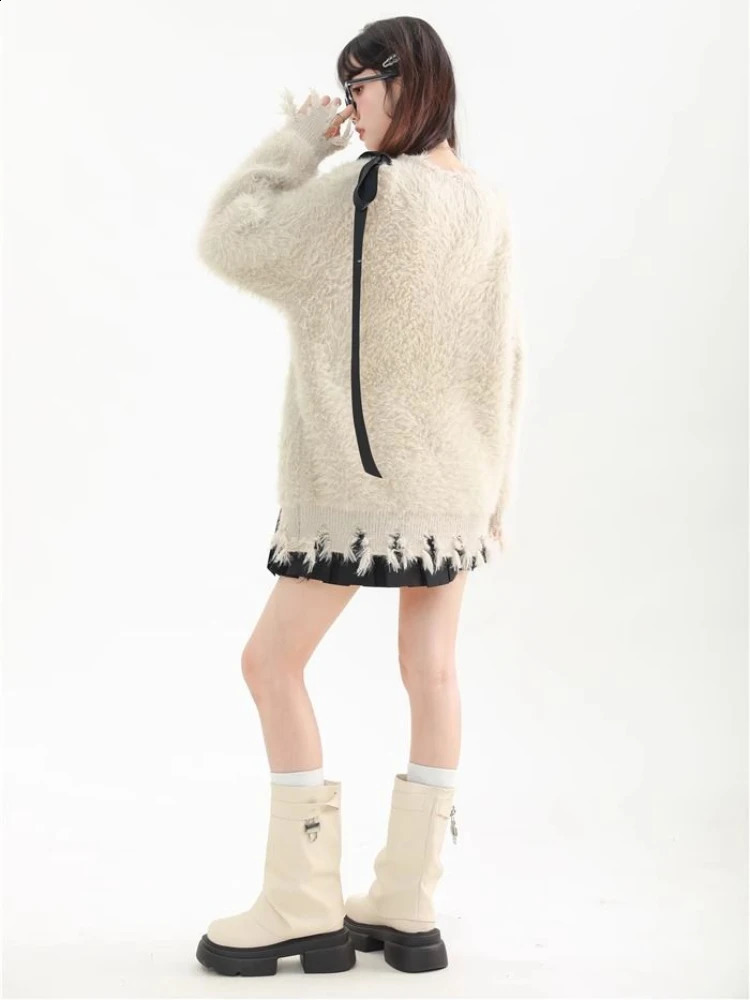 QWEEK Gothic Grunge Goth Butterfly Knit Knitted Sweater Women Y2k Coquette Harajuku American Retro Long Sleeve Pullovers Top 240812