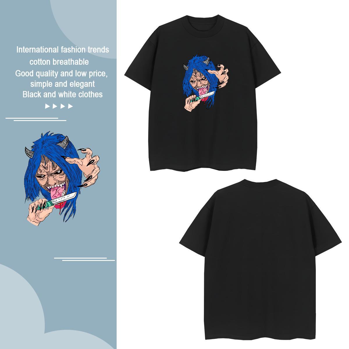 T-Shirts 230g Pure Cotton portrait Anime Printing Street Round Neck Short Sleeve Graphic Men Clothes T-Shirt Classic Designer Tops