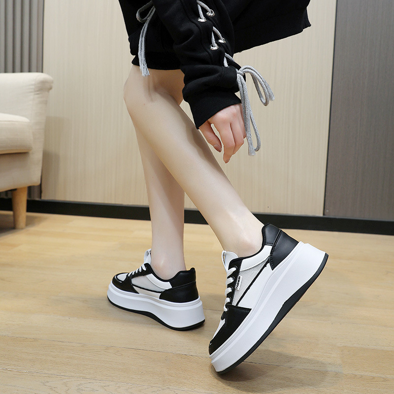 Ddmysports S New Little White Women S Versatile Casual Spring Summer Trendy Board Shoes Elevated Thick Sole Breathable Outdoor