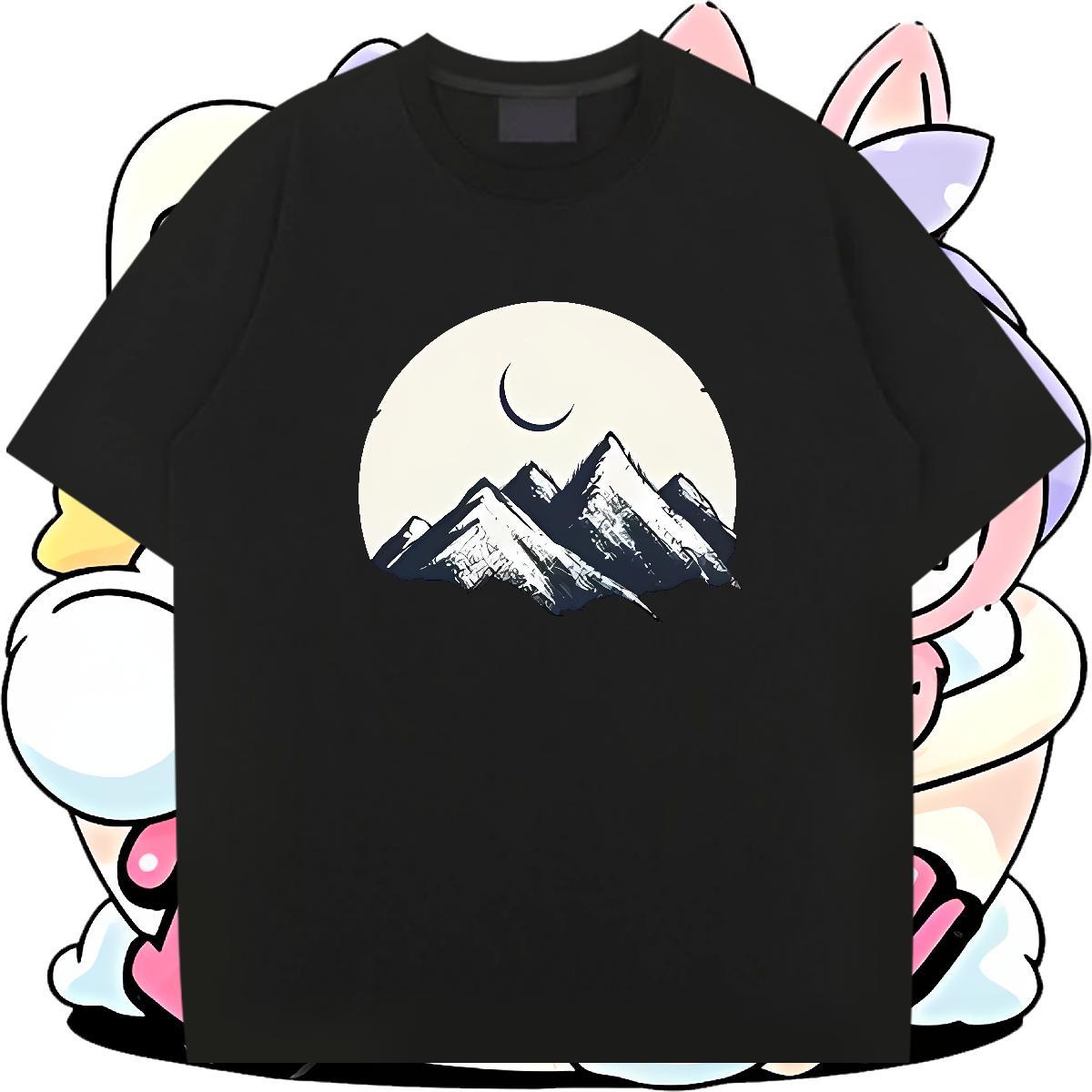 Free Shipping Mens Tshirts Spring Summer 230g 100% Cotton DIY Logo Oversized Short Sleeve O-Neck mountains T-Shirts New Clothings
