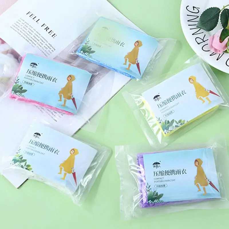 Portable Raincoat Vacuum Packaging Outdoor Rainwear Waterproof Disposable Hiking Hooded Ponchos Rain Cover Camping Accessories Y240810