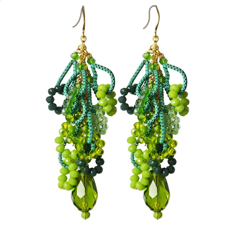 Bohemian style earrings ethnic handmade tassel earrings womens hollow bead pendant earrings jewelry gifts 240810