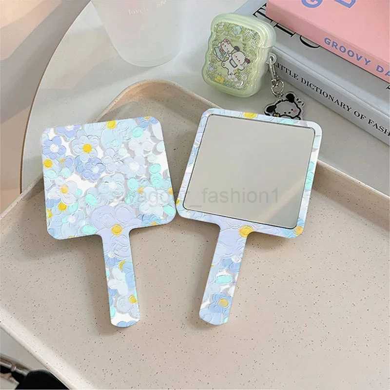 Portable Oil Painting Art Pattern Hand-Held Makeup Mirror Travel HD Vanity Mirror Women Cosmetic Beauty Tools Desktop OrnamentsXJ240813